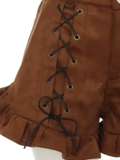 Swankiss Lace-Up Ruffled Hem Shorts Hot