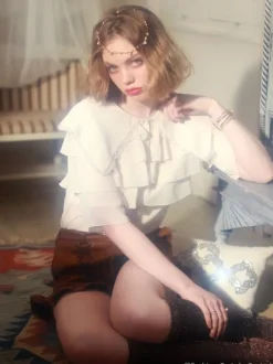 Swankiss Lace-Up Ruffled Hem Shorts Hot