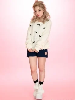 Bottoms>Swankiss Rose & Heart Cut-Out High-Waist Shorts