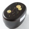 Bento Containers>Temari Black Wood Patterned 2-Tier Bento Box