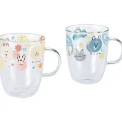 Mugs & Glasses>Tempo Comodo Watercolor Animal Double Wall Glass
