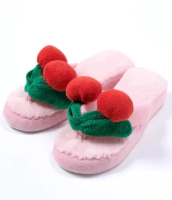 YUMMY MART Pink Cherry Room Slippers Outlet